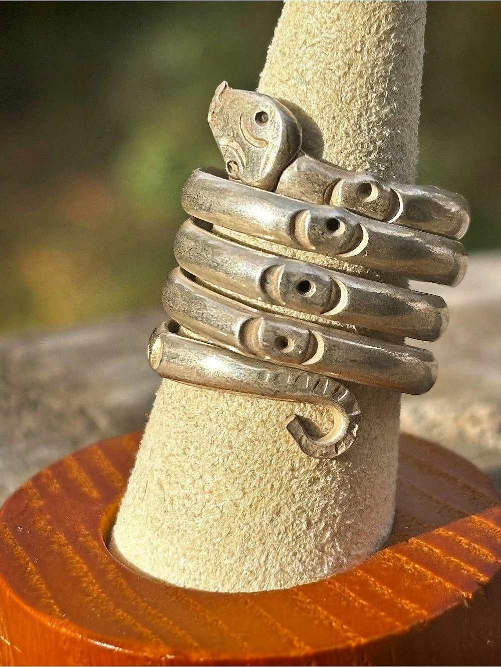 Vintage Multi-Band Coiled Snake Ring Sterling Silver 925